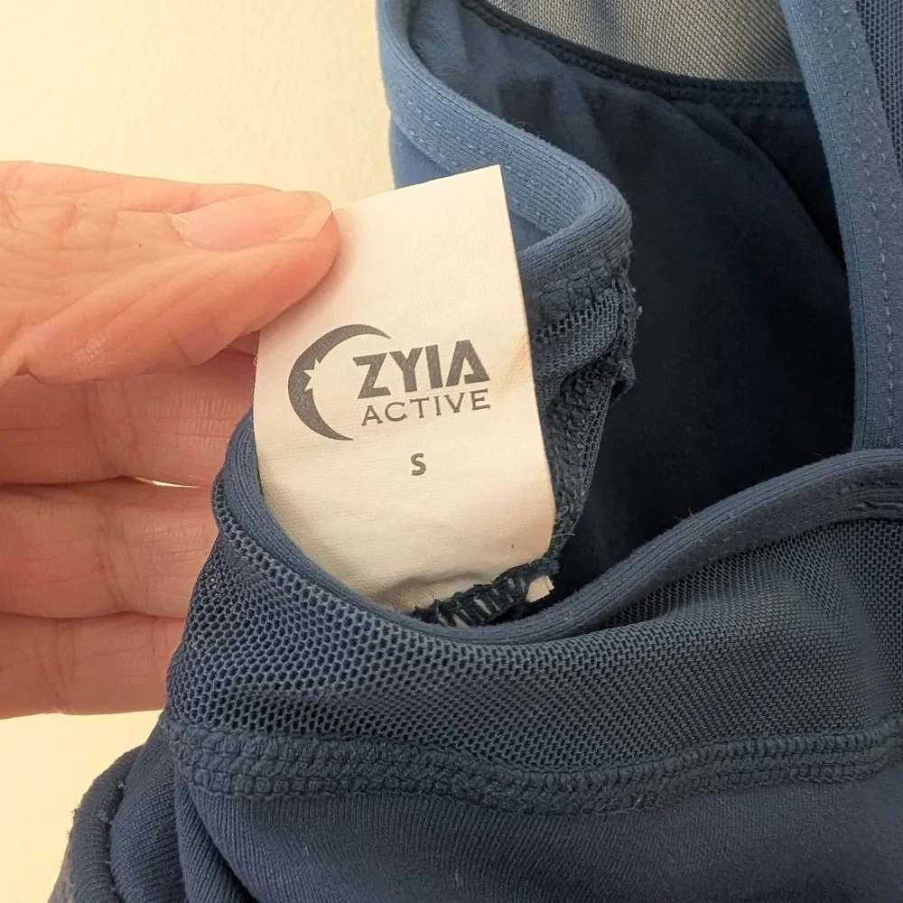Zyia Active All Star Sports Bra Blue Size Small Workout Zip Back - Picture 6 of 6